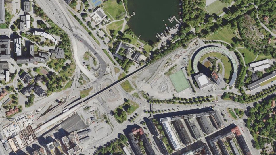 Current aerial view of Hagastaden.