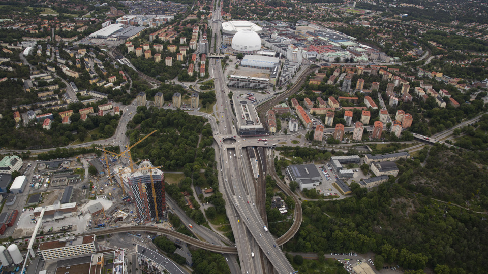 Flygfoto över området.