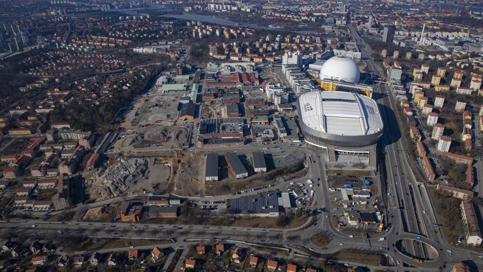 Flygvy över Slakthusområdet norrut taget år 2022.