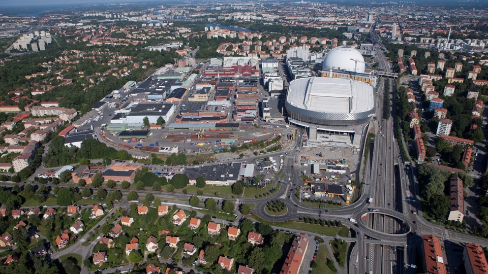 Flygvy över Slakthusområdet norrut taget år 2015.