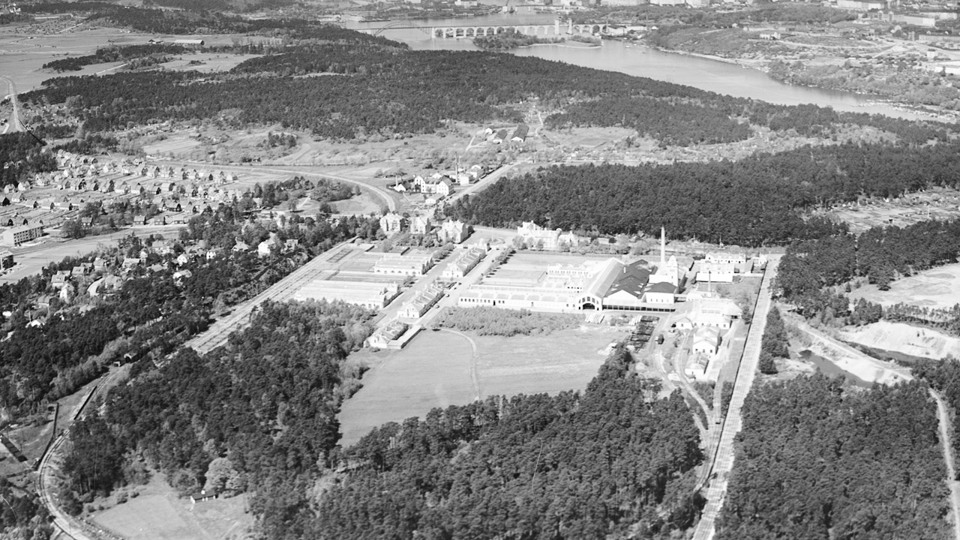 Flygvy över Slakthusområdet norrut taget år 1931.