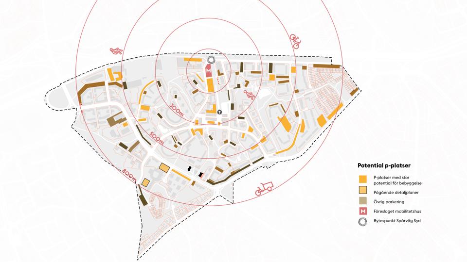 Plan över parkeringsplatser i området, illustration.