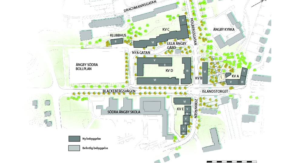 Plan över Islandstorget, illustration.