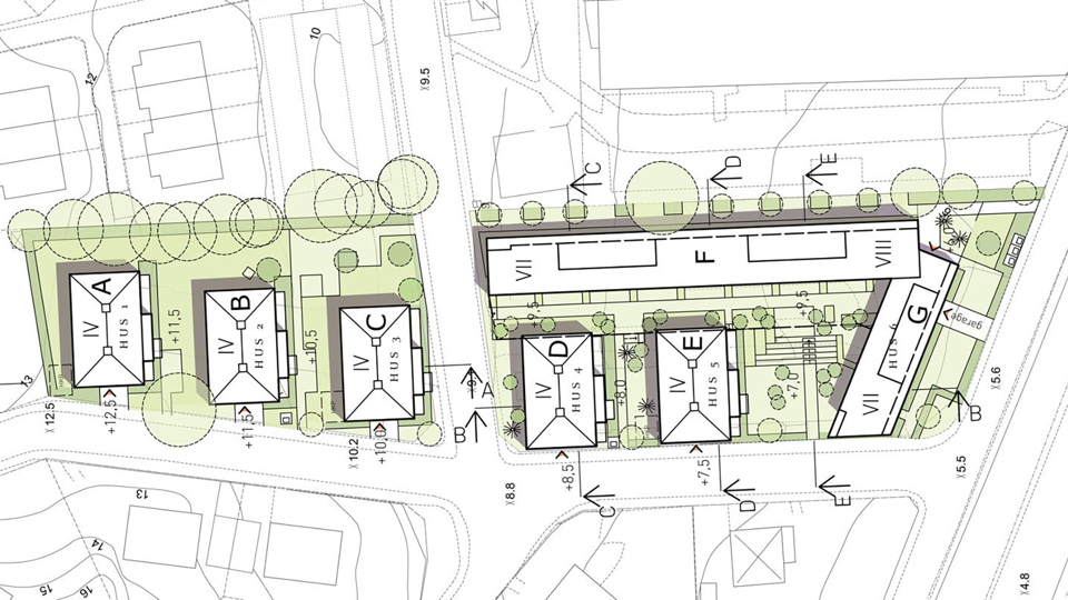 Illustrationsplan över kvarteret Fullblodet och Betongblandaren.