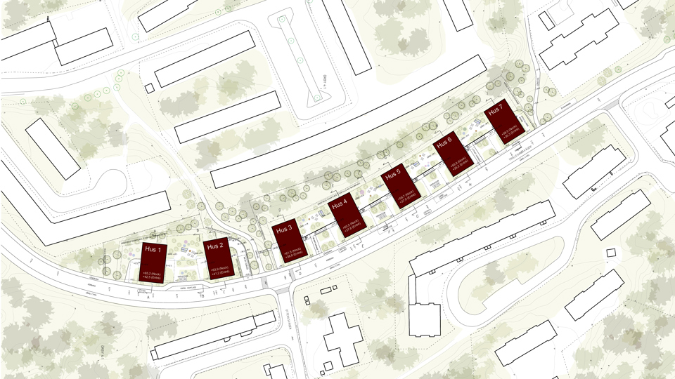 Hus mankerade med rött på skiss, illustration.