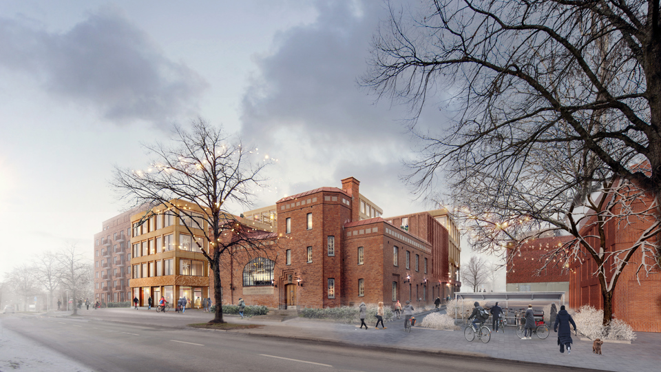 Visionsbild etapp 3 med ny Enskede Elverk. Illustration: White arkitekter