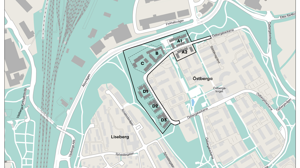 Karta över bostäderna fördelade på kvarter. 