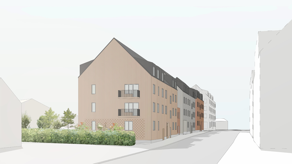 Illustration av föreslagen ny bostadshus. 