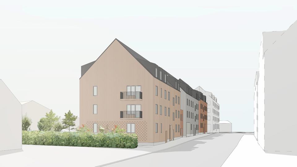 Illustration av föreslagen ny bostadshus. 