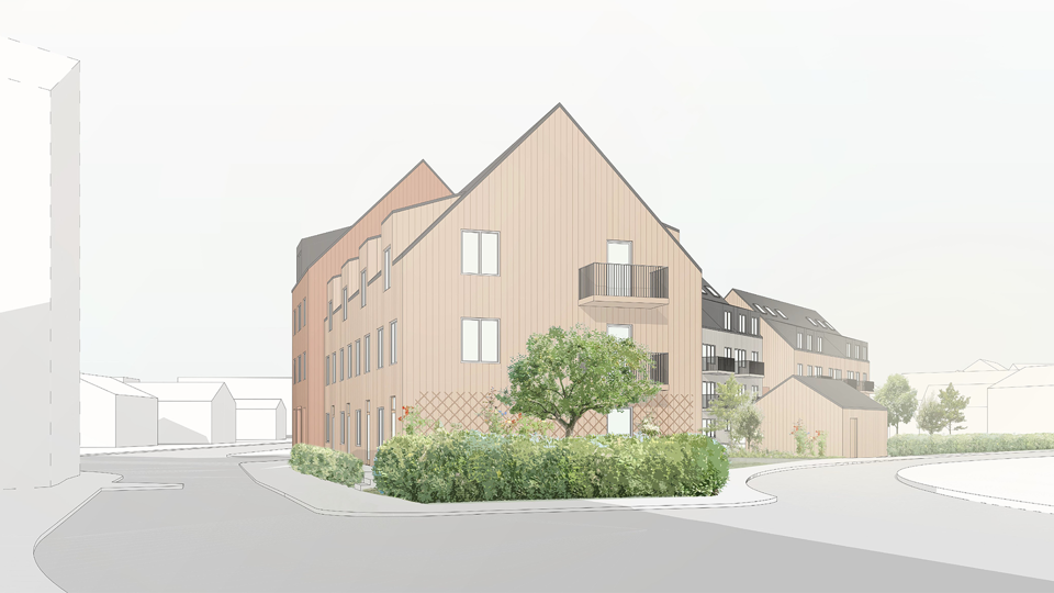 Illustration av föreslagen ny bostadshus. 