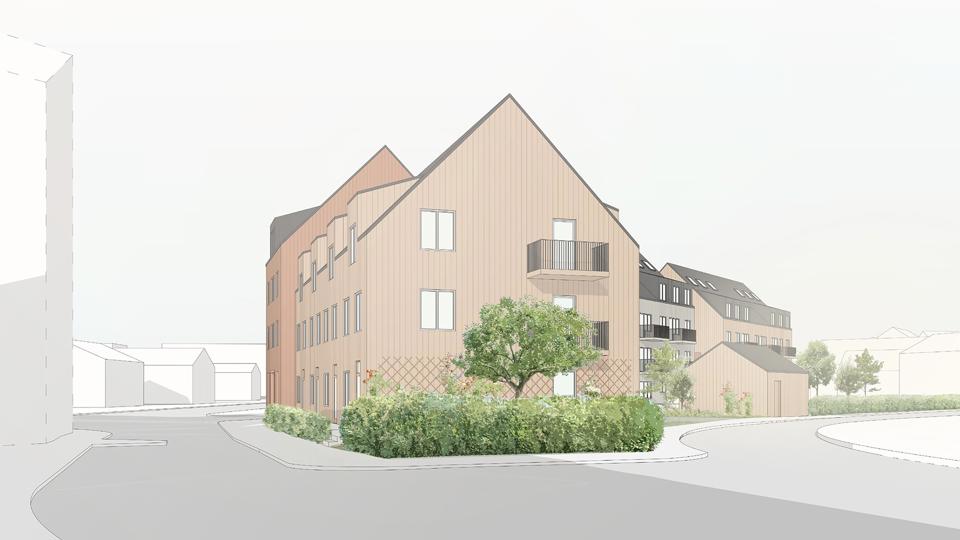 Illustration av föreslagen ny bostadshus. 