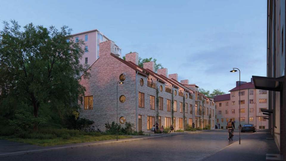 Perspektivbild stadsradhus längs Hövdingagatan.