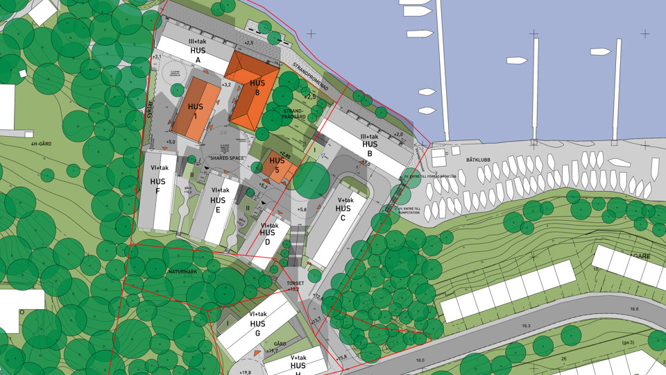 Illustrationsplan över planområdet med omgivningar.