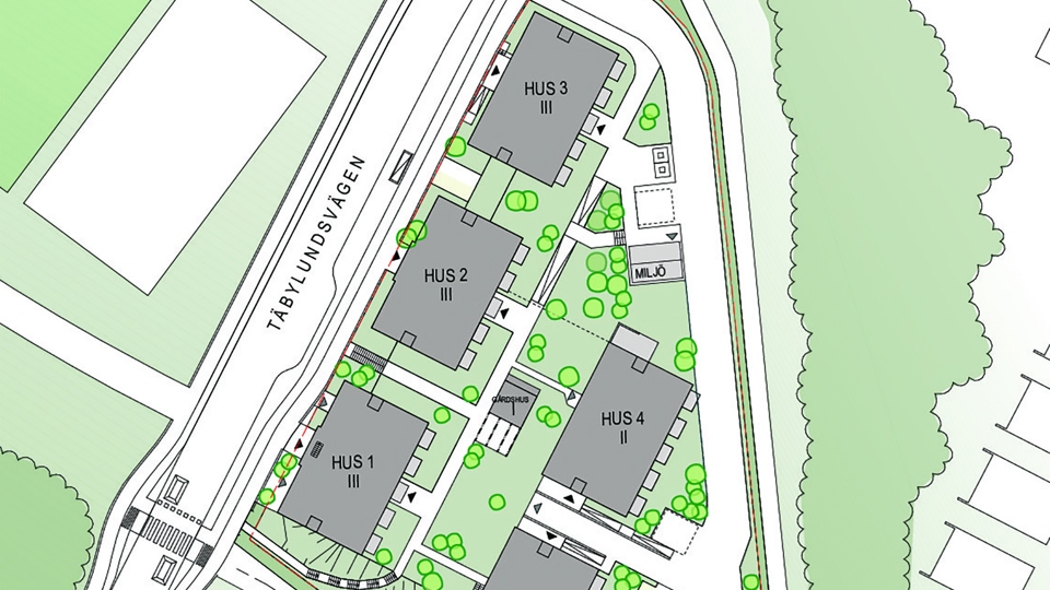 Karta med bostadsområde, illustration.