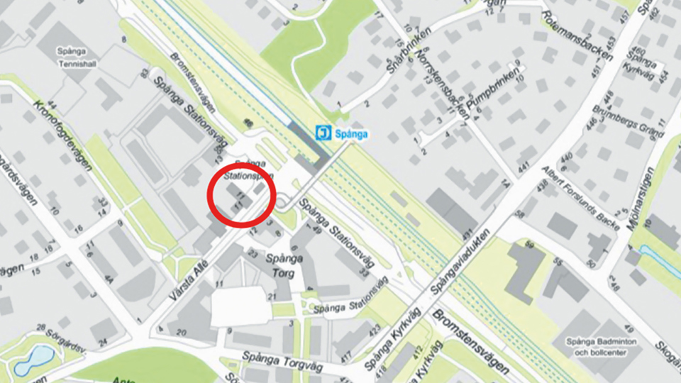 Karta över området med ungefärligt planområde markerat med rött.
