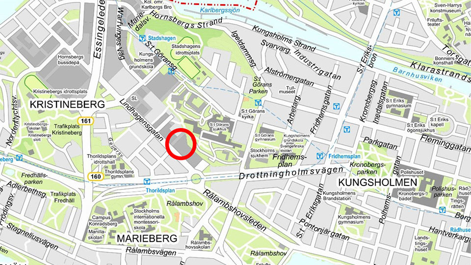 Översikt över området med planområdet markerat.