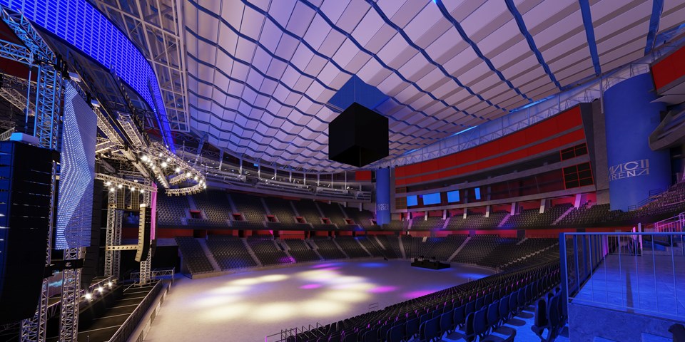 Arenarummet i Avicii Arena/Globen, fotomontage.