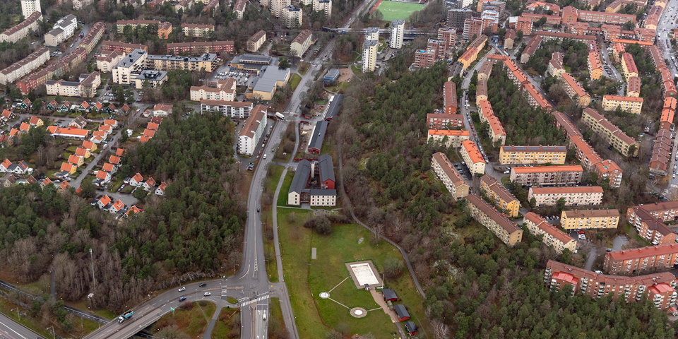 Flygbild över Mellanbergsstråket, fotografi.