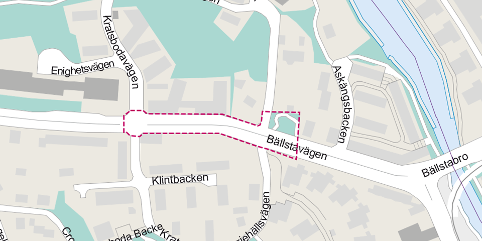 Karta över Mariehäll med området kring Bällstavägen markerat. Användningsområden beskrivs i texten nedan.