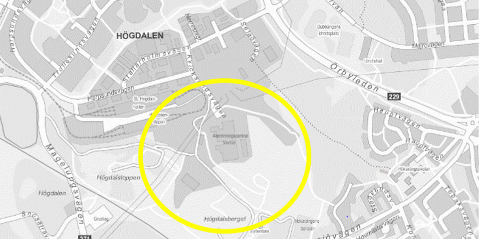 Översiktskarta med planområdet utmarkerat.