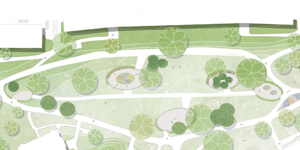 Kartskiss som visar en översikt av parken Farstängen