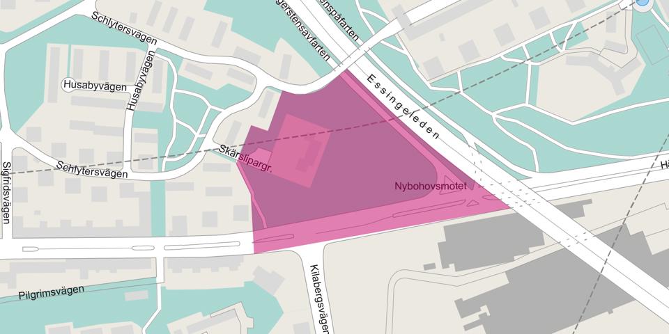 Karta över Aspudden där Hägerstensvägen korsar Essingeleden.