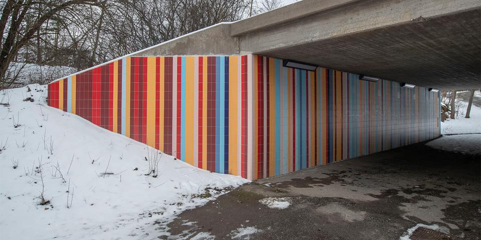 Tunneln under Spånga kyrkväg efter upprustningen.