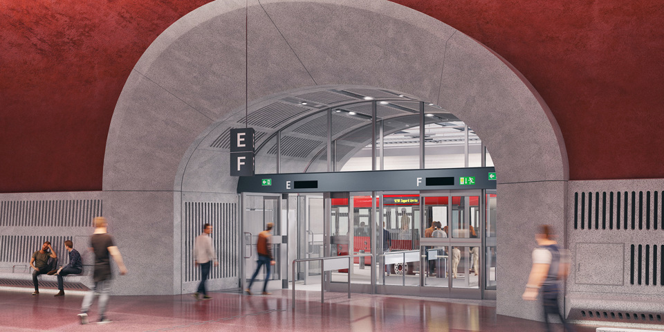 Entrésluss i en bussterminal. 