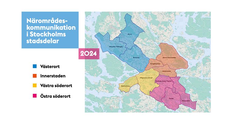 Karta över Stockholms stadsdelar.