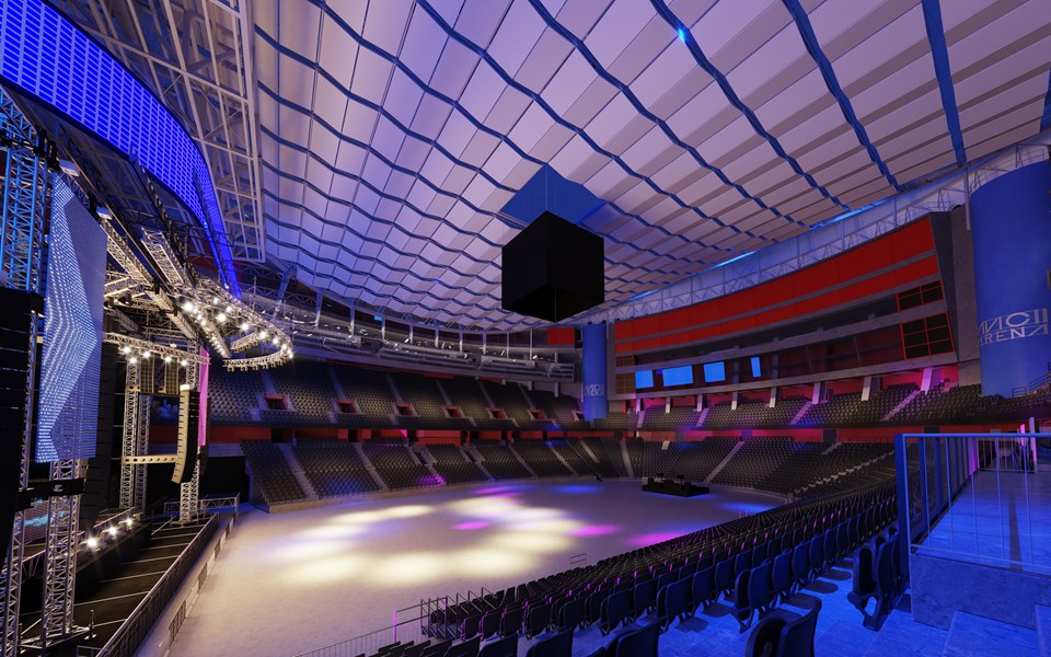 Arenarummet i Avicii Arena/Globen, fotomontage.