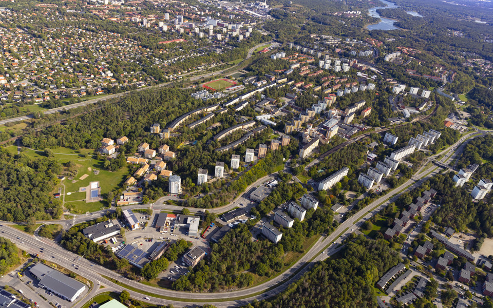 Flygvy över området, fotorafi.