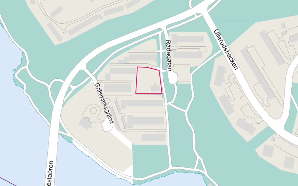 Karta som visar föreslaget planområde i rosa.