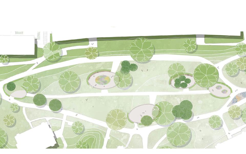 Kartskiss som visar en översikt av parken Farstängen