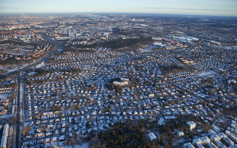 Flygvy över Långbro. Foto.