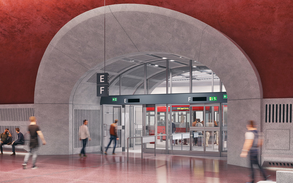 Entrésluss i en bussterminal. 