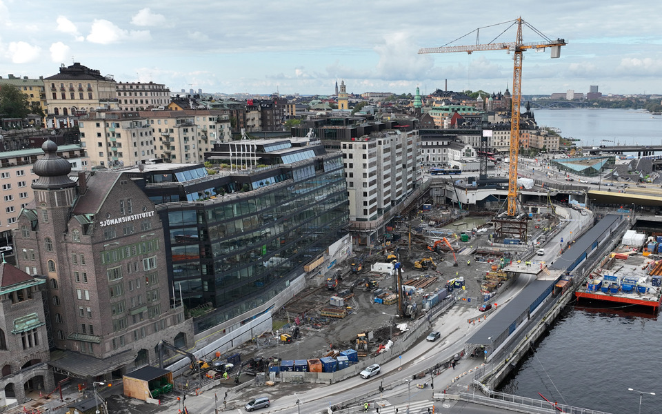 Byggarbetsområde på Stadsgården. Vy från öst.