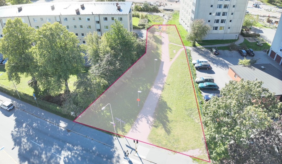 Ungefärligt arbetsområde markerat i rosa.
