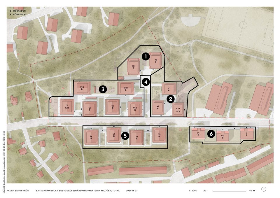 Översiktsvy med markeringar för respektive byggaktörs område