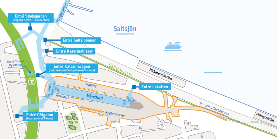Genomskärning av bussterminalen i Katarinaberget.